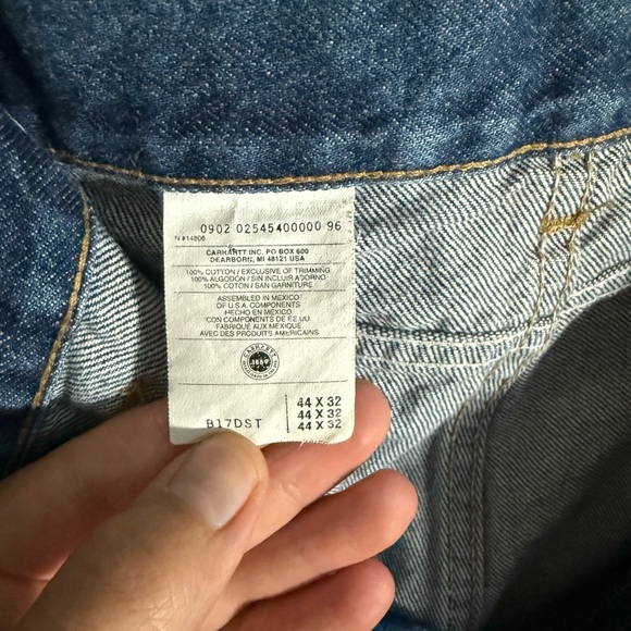Men’s 44x32 Carhartt Wide-leg Workmen’s Denim Blue Jeans - Picture 4 of 6